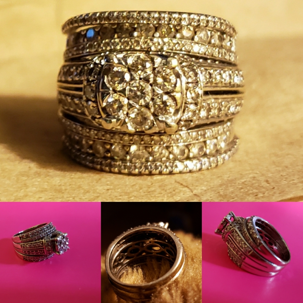 Sz 7 Diamond Silver Wedding Ring